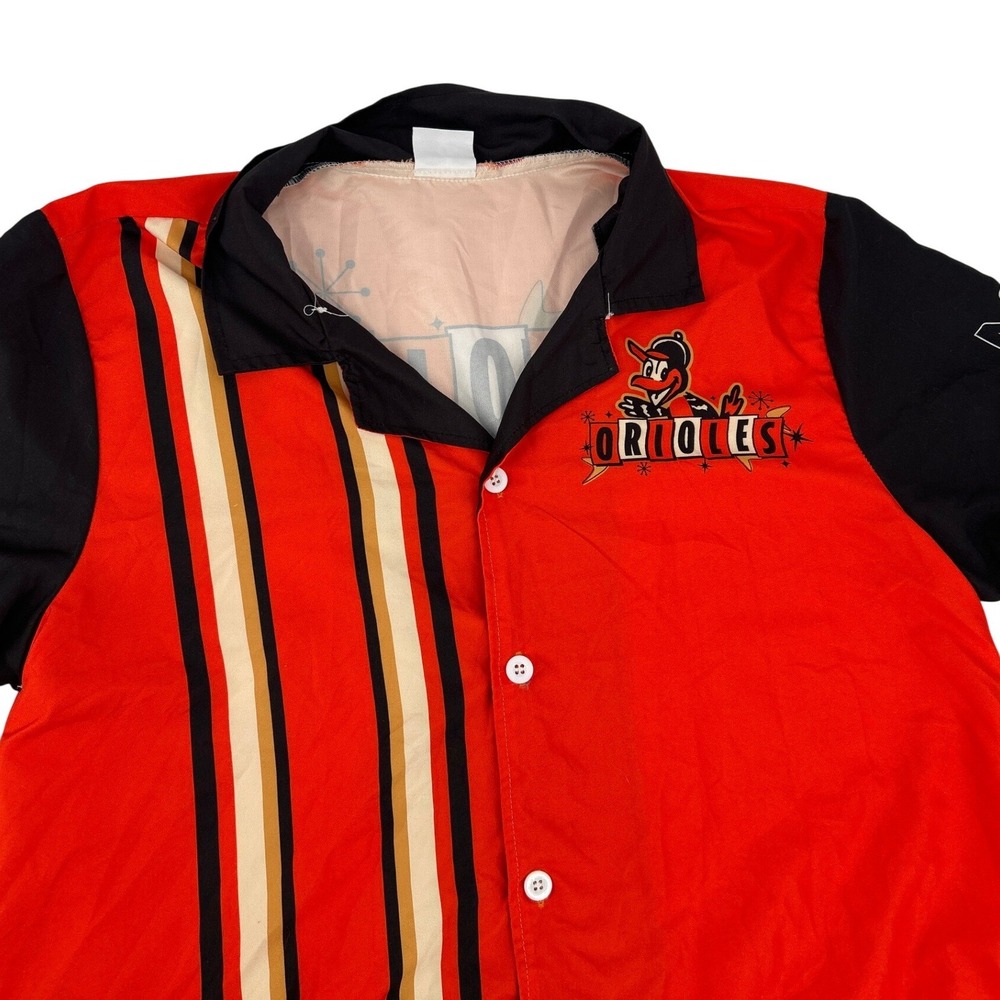 Baltimore Orioles MLB Retro Bowling Shirt Mens XL Orange Black Atomic Starburst